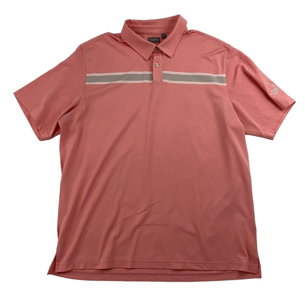 Ashworth PINEHURST 1895 Logo Coral S/S Polo Shirt Polyester Stretch Size XL